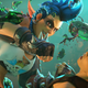 Junker Queen breaks a glass bottle off the head of an unfortunate man.